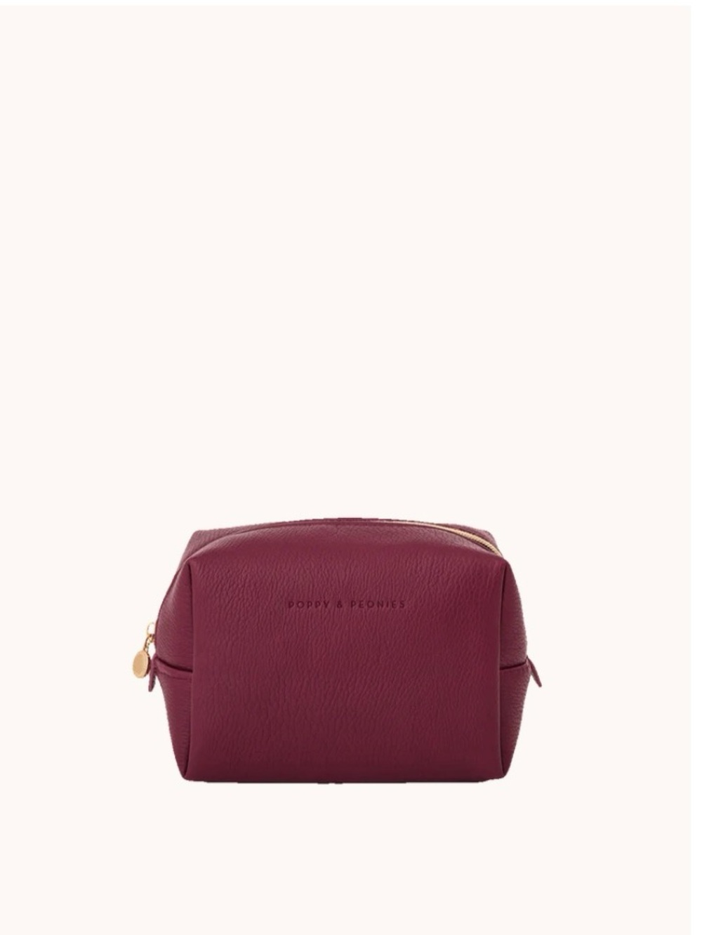 Poppy & Peonies Wine Red Pebbled Leather Cosmetic Case
